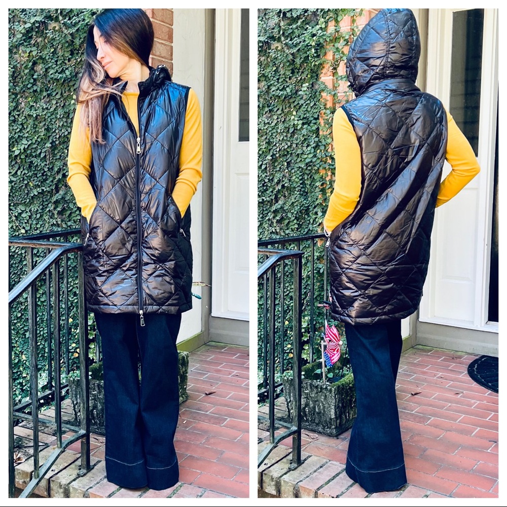 ✨LAST ONE✨Made in Italy Hottest Favorite Style Puffer long Hoodie Zip Up Vest - Picture 3 of 9